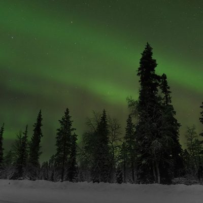 Northern lights captured during a cold night in Finnish Lapland