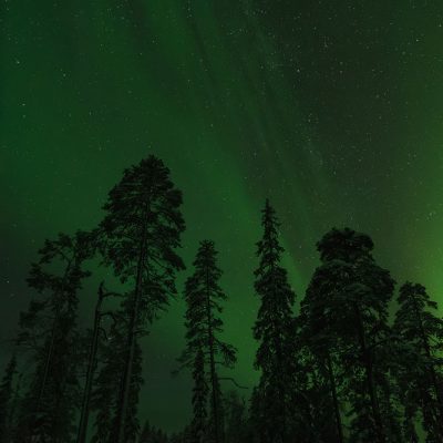 Northern lights captured during a cold night in Finnish Lapland