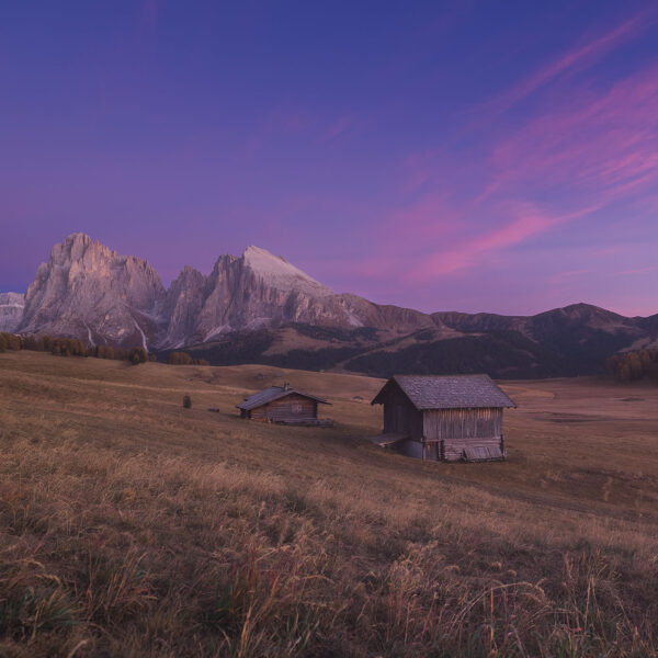 Sunset at Alpe di Siusi in the Dolomites