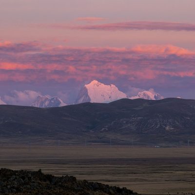 Sunset over Cordillera Huayhuash in Peru