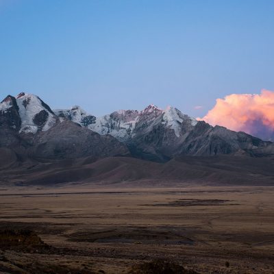 A cloud lit up at sunset in Cordillera Blanca