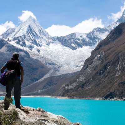 Blue water of Laguna Paron in Cordillera Blanca of Peru