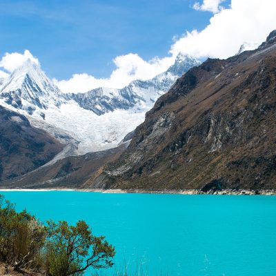 Blue water of Laguna Paron in Cordillera Blanca of Peru