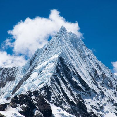 Close up of Piramide or Garcilaso moutain of Cordillera Blanca of Peru