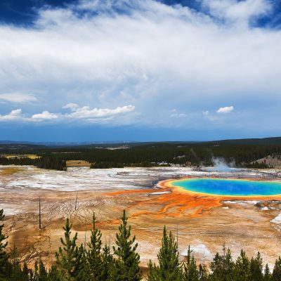 Grand Prismatic Spring and its vivid colors is the largest thermal feature of Yellowstone
