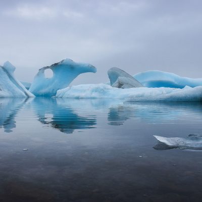 Iceberg from glaciers are drifiting in the water of Jokulsarlon Lagoon