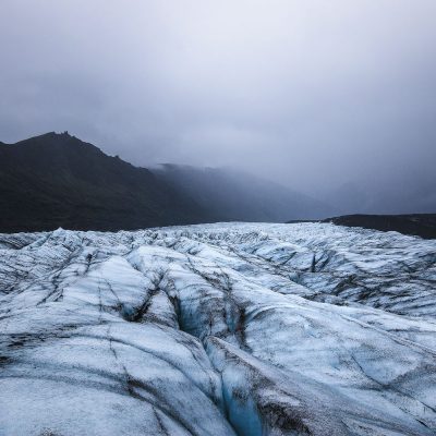 Iceland's glacier on a cloudy and moody day