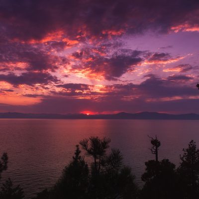 Vibrant sunset at Lake Tahoe, California