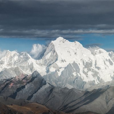 Yerupaja, the second highest mountain of Peru, in a cloudy day