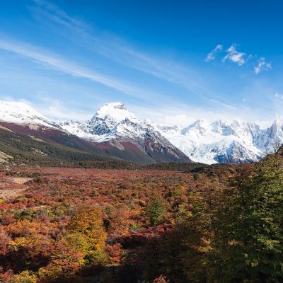 Fall landscape of the valley to Laguna Torre