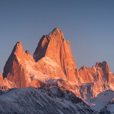 Close up of Mount Fitz Roy at sunrise
