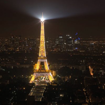 Eiffel Tower at night from Montparnasse Tower Observation Deck