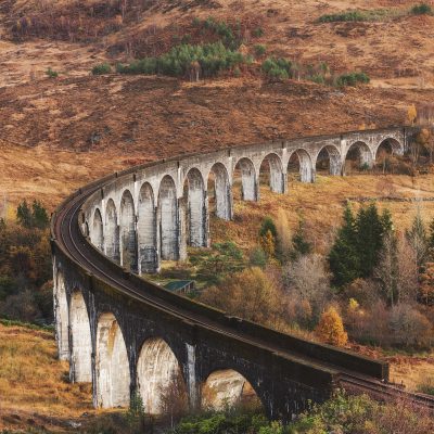 Glenfinnan Viaduct or the famous Hogwarts Express bridge